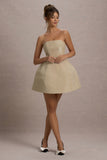 Clarabell Cream Sequin Bandeau Structured Mini Dress