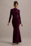 Reid Plum Long-Sleeve Gathered Maxi Dress