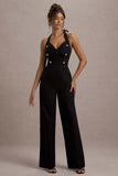 Banks Black Tailored Halter-Neck Straight-Leg Jumpsuit