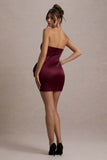 Tanisha Port Satin Bandeau Mini Dress With Bow