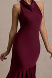 Amelita Port Satin Cowl-Neck Maxi Dress