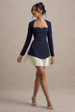 Lysette Navy Sweetheart Long-Sleeve Mini Dress