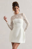 Birdie White Lace Long-Sleeve Mini Dress
