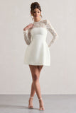Birdie White Lace Long-Sleeve Mini Dress
