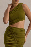 Sena Green Asymmetric Maxi Dress With Cut Out Details