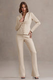 Brianca Stone High-Waisted Split Wide-Leg Trousers