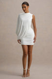 Fortuna White Ruched Mini Dress With One-Sleeve