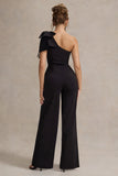Orilla Black One-Shoulder Wide-Leg Jumpsuit With Bow