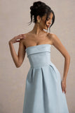 Maddalena Powder Blue Bandeau Skater Maxi Dress