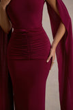 Saige Burgundy Cap-Sleeve Gathered Maxi Dress