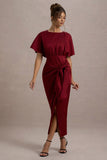 Mika Port Satin Short-Sleeve Wrap Maxi Dress
