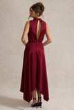 Kerri Berry Satin Cowl-Neck Maxi Dress