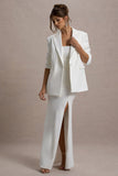 Urban White Plunge-Neck Boxy Oversized Blazer