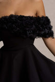 Micro Muse Black Floral Bardot Mini Dress