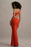 Giovanna Orange Asymmetric Maxi Dress With Wrap Skirt