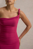 Lita Hot Pink Twisted Asymmetric Maxi Dress