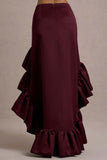 Ruby Merlot Satin High-Low Maxi Skirt