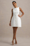 Cheri White Tailored Sleeveless Mini Dress