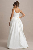 Infinite White Strappy Maxi Dress With Volume High-Low Skirt
