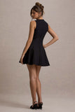 Collette Black Tailored Plunge-Neck Mini Dress
