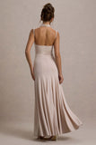 Ulani Champagne High-Neck Maxi Dress With Open Back