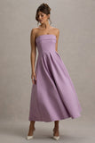 Annalise Lilac Bandeau Skater Midi Dress