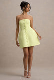 Anniston Lemon Bandeau Tailored Button Mini Dress