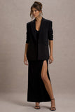 Urban Black Plunge-Neck Boxy Oversized Blazer