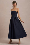 Annalise Navy Bandeau Skater Midi Dress