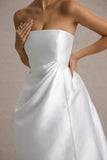 Universe White Bandeau Split Puff-Skirt Maxi Dress