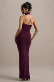 Hayden Burgundy High-Neck Draped Split Maxi Dress