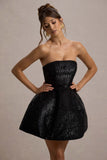 Clarabell Black Sequin Bandeau Structured Mini Dress