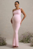 Lita Pink Twisted Asymmetric Maternity Maxi Dress