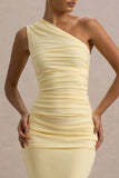 Dalarie Lemon One-Shoulder Gathered Maxi Dress