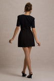 Johanna Black Sweetheart Short-Sleeve Mini Dress