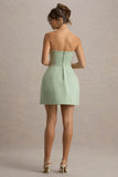 Anniston Light Green Bandeau Tailored Button Mini Dress
