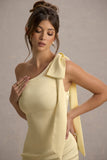 Here For Love Lemon Satin Asymmetric Maxi Dress With Bow