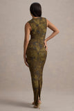 Jacinda Yellow Floral Print Bodycon Maxi Dress