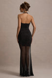 Diaz Black Embellished Cowl-Neck Split Maxi Dress