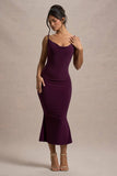 Addison Port Cowl-Neck Open-Back Midi Dress With Lace