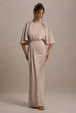 Cinder Champagne Satin Gathered Maxi Dress
