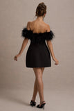 Palace Black Bardot Mini Dress With Feather Trim