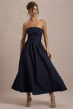 Annalise Navy Bandeau Skater Midi Dress