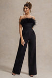 Delta Black Feather Bandeau Wide-Leg Jumpsuit