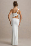 Giovanna White Asymmetric Maxi Dress With Wrap Skirt