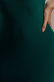 Glamour Bottle Green Backless V Plunge Halter Neck Maxi Dress With Side Split