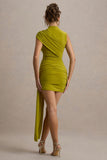 Nocturnal Green Ruched Mini Dress With Sash