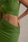 Pia Green Short-Sleeve Maxi Dress With Cut-Out