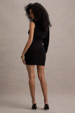 Delia Black One-Sleeve Mini Dress