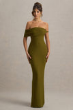 Melika Green Twisted Bardot Maxi Dress